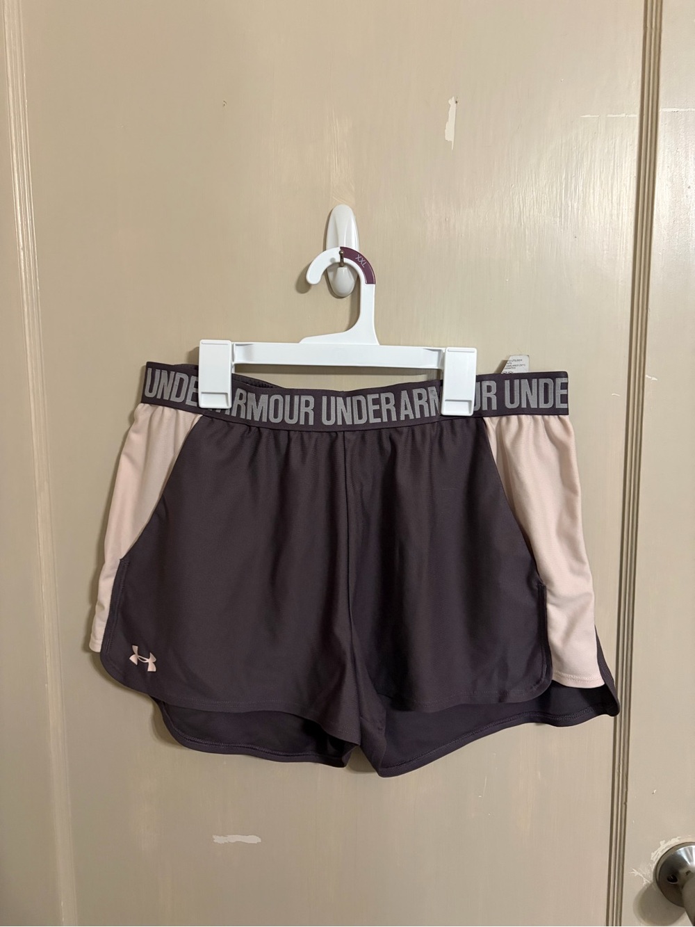 Under Armour Women's dark purple and Light Pink Athletic Shorts